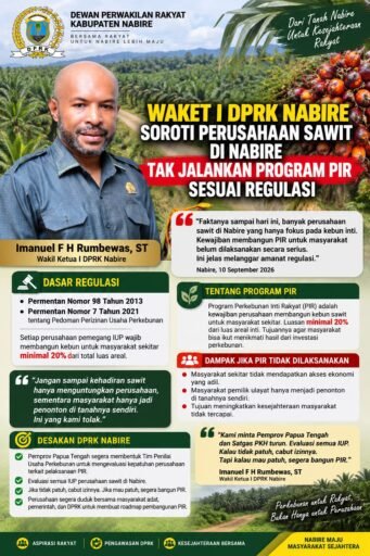 Waket I DPRK Nabire Soroti Perusahaan Sawit di Nabire Tak Jalankan Program PIR Sesuai Regulasi* Waket I DPRK Nabire Soroti Perusahaan Sawit di Nabire Tak Jalankan Program PIR Sesuai Regulasi*
